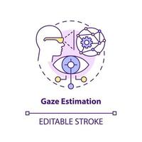 Gaze estimation concept icon. Machine learning. Synthetic data solution for metaverse abstract idea thin line illustration. Isolated outline drawing. Editable stroke vector