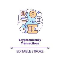 Cryptocurrency transactions concept icon. Metaverse importance for business abstract idea thin line illustration. Isolated outline drawing. Editable stroke vector