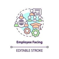 Employee facing concept icon. Alternative space for communication. Metaverse category abstract idea thin line illustration. Isolated outline drawing. Editable stroke vector