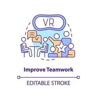 Improve teamwork concept icon. Improve interaction. Metaverse importance for business abstract idea thin line illustration. Isolated outline drawing. Editable stroke vector