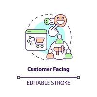 Customer facing concept icon. Audience engagement channel. Metaverse category abstract idea thin line illustration. Isolated outline drawing. Editable stroke vector