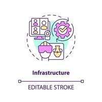 Infrastructure concept icon. Connecting to network via gadgets. Layer of metaverse abstract idea thin line illustration. Isolated outline drawing. Editable stroke vector