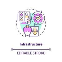 Infrastructure concept icon. Connecting to network via gadgets. Layer of metaverse abstract idea thin line illustration. Isolated outline drawing. Editable stroke vector