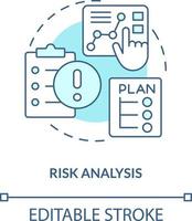 Risk analysis turquoise concept icon. Possible risk. Crisis management plan component abstract idea thin line illustration. Isolated outline drawing. Editable stroke vector