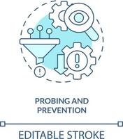 Probing and prevention turquoise concept icon. Model for crisis management steps abstract idea thin line illustration. Isolated outline drawing. Editable stroke vector