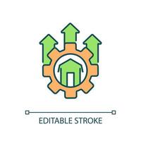 Technology of farm industry development RGB color icon. Agriculture innovations and progress. Effective strategy. Isolated vector illustration. Simple filled line drawing. Editable stroke
