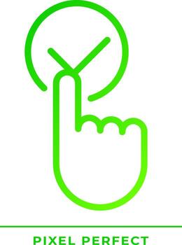 hacer clic aceptar botón píxel Perfecto degradado lineal vector icono. prensa llave con marca de verificación. haciendo elección en línea. Delgado línea color símbolo. moderno estilo pictograma. vector aislado contorno dibujo