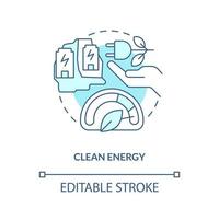 Clean energy blue concept icon. Green electricity. Geothermal power advantage abstract idea thin line illustration. Isolated outline drawing. Editable stroke vector