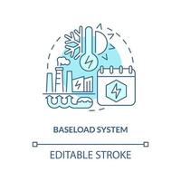 Baseload system blue concept icon. Works any season. Geothermal energy advantage abstract idea thin line illustration. Isolated outline drawing. Editable stroke vector