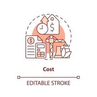 Cost red concept icon. Expensive technologies. Geothermal energy disadvantage abstract idea thin line illustration. Isolated outline drawing. Editable stroke vector