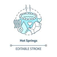 Hot springs blue concept icon. Improving human health. Usage of geothermal energy abstract idea thin line illustration. Isolated outline drawing. Editable stroke vector