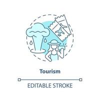 Tourism blue concept icon. Geyser. Tourist attraction. Usage of geothermal energy abstract idea thin line illustration. Isolated outline drawing. Editable stroke vector