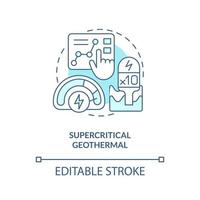 Supercritical geothermal blue concept icon. Ten times more power. Geothermal trend abstract idea thin line illustration. Isolated outline drawing. Editable stroke vector