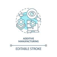 Additive manufacturing blue concept icon. 3D printer. Geothermal energy trend abstract idea thin line illustration. Isolated outline drawing. Editable stroke vector