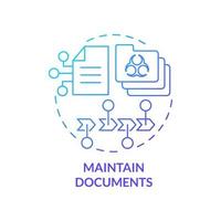Maintain documents blue gradient concept icon. Recording analysis process. HACCP principle abstract idea thin line illustration. Isolated outline drawing vector