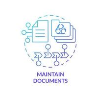 Maintain documents blue gradient concept icon. Recording analysis process. HACCP principle abstract idea thin line illustration. Isolated outline drawing vector