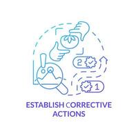 Establish corrective actions blue gradient concept icon. Build manipulation plan. HACCP principle abstract idea thin line illustration. Isolated outline drawing vector