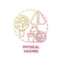 Physical hazard red gradient concept icon. Involving objects in products. Food safety risk abstract idea thin line illustration. Isolated outline drawing vector