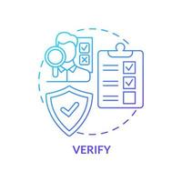 verificar azul degradado concepto icono. inspeccionar potencial comida peligro. haccp sistema en práctica resumen idea Delgado línea ilustración. aislado contorno dibujo vector