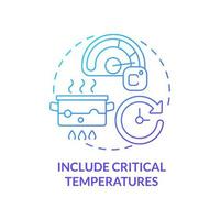 Include critical temperatures blue gradient concept icon. Products processing. HACCP on practice abstract idea thin line illustration. Isolated outline drawing vector