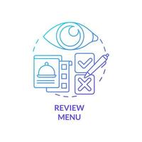 Review menu blue gradient concept icon. Highlight potentially hazardous foods. HACCP on practice abstract idea thin line illustration. Isolated outline drawing vector