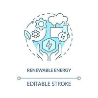 Renewable energy blue concept icon. Natural source. Geothermal power advantage abstract idea thin line illustration. Isolated outline drawing. Editable stroke vector