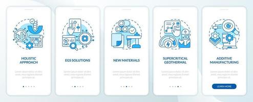 geotermia energía tendencias azul inducción móvil aplicación pantalla. recorrido 5 5 pasos editable gráfico instrucciones con lineal conceptos. ui, ux, gui modelo vector