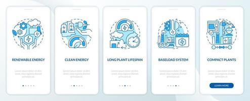 utilizando geotermia energía ventajas azul inducción móvil aplicación pantalla. recorrido 5 5 pasos editable gráfico instrucciones con lineal conceptos. ui, ux, gui modelo vector