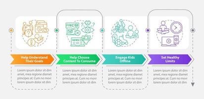 Stop doomscrolling tip for parents rectangle infographic template. Data visualization with 4 steps. Editable timeline info chart. Workflow layout with line icons vector