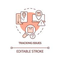 Tracking issues terracotta concept icon. Shipping management. Traditional post minus abstract idea thin line illustration. Isolated outline drawing. Editable stroke vector