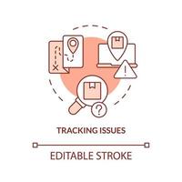 Tracking issues terracotta concept icon. Shipping management. Traditional post minus abstract idea thin line illustration. Isolated outline drawing. Editable stroke vector