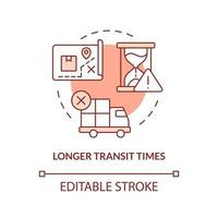 Long transit times terracotta concept icon. Unsafety shipping. Slow delivery abstract idea thin line illustration. Isolated outline drawing. Editable stroke vector