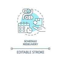 Schedule redelivery turquoise concept icon. Parcel management. Plan reshipping abstract idea thin line illustration. Isolated outline drawing. Editable stroke vector