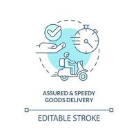 Assured and speedy goods delivery turquoise concept icon. Quick postal service abstract idea thin line illustration. Isolated outline drawing. Editable stroke vector