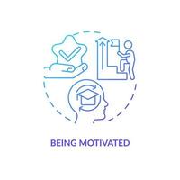 Being motivated blue gradient concept icon. Reaching success. Industry specific education benefit abstract idea thin line illustration. Isolated outline drawing vector