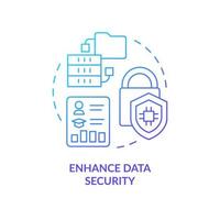 mejorar datos seguridad azul degradado concepto icono. información seguridad. beneficio de industria específico erp resumen idea Delgado línea ilustración. aislado contorno dibujo vector