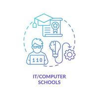 IT and computer schools blue gradient concept icon. Supplementary education service provider abstract idea thin line illustration. Isolated outline drawing vector