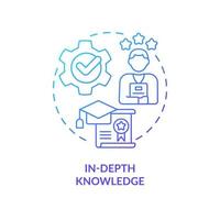 In depth knowledge blue gradient concept icon. Professional skills. Industry specific education abstract idea thin line illustration. Isolated outline drawing vector