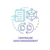 Centralise data management blue gradient concept icon. Information processing. Industry specific ERP benefit abstract idea thin line illustration. Isolated outline drawing vector