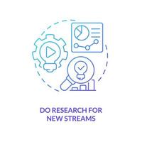 Research for new streams ideas blue gradient concept icon. Professional streamer activity. Blogger tools abstract idea thin line illustration. Isolated outline drawing vector