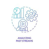 Analyzing streaming data blue gradient concept icon. Viewing statistics. Professional streamer activity abstract idea thin line illustration. Isolated outline drawing vector