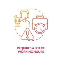 Overworking hours requirement red gradient concept icon. Blogging disadvantage. Live streaming issue abstract idea thin line illustration. Isolated outline drawing vector