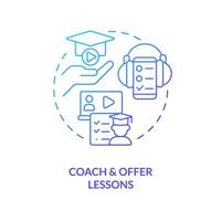 Coach and offer lessons blue gradient concept icon. Personal brand. Earn money with live streaming abstract idea thin line illustration. Isolated outline drawing vector