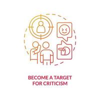 Become target for criticism red gradient concept icon. Blogging disadvantage. Professional live streamer issue abstract idea thin line illustration. Isolated outline drawing vector