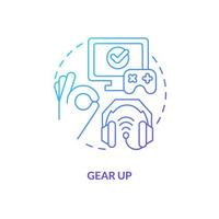 Gear up blue gradient concept icon. Esports streamer. Cyberathlete career. Become professional e sport player abstract idea thin line illustration. Isolated outline drawing vector