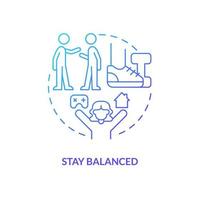 Stay balanced blue gradient concept icon. Cyberathlete career. Become professional e sport player abstract idea thin line illustration. Isolated outline drawing vector