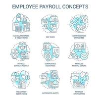Employee payroll turquoise concept icons set. Worker salary for job. Compensation idea thin line color illustrations. Isolated symbols. Editable stroke vector