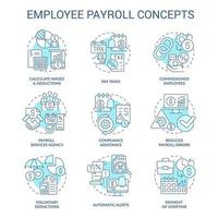 Employee payroll turquoise concept icons set. Worker salary for job. Compensation idea thin line color illustrations. Isolated symbols. Editable stroke vector