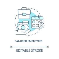 Salaried employees turquoise concept icon. Compensation. Payroll processing method abstract idea thin line illustration. Isolated outline drawing. Editable stroke vector