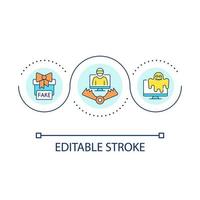Scam traps loop concept icon. Fake prize. Lure victim. Scareware manipulation. Hacker tricks abstract idea thin line illustration. Isolated outline drawing. Editable stroke vector
